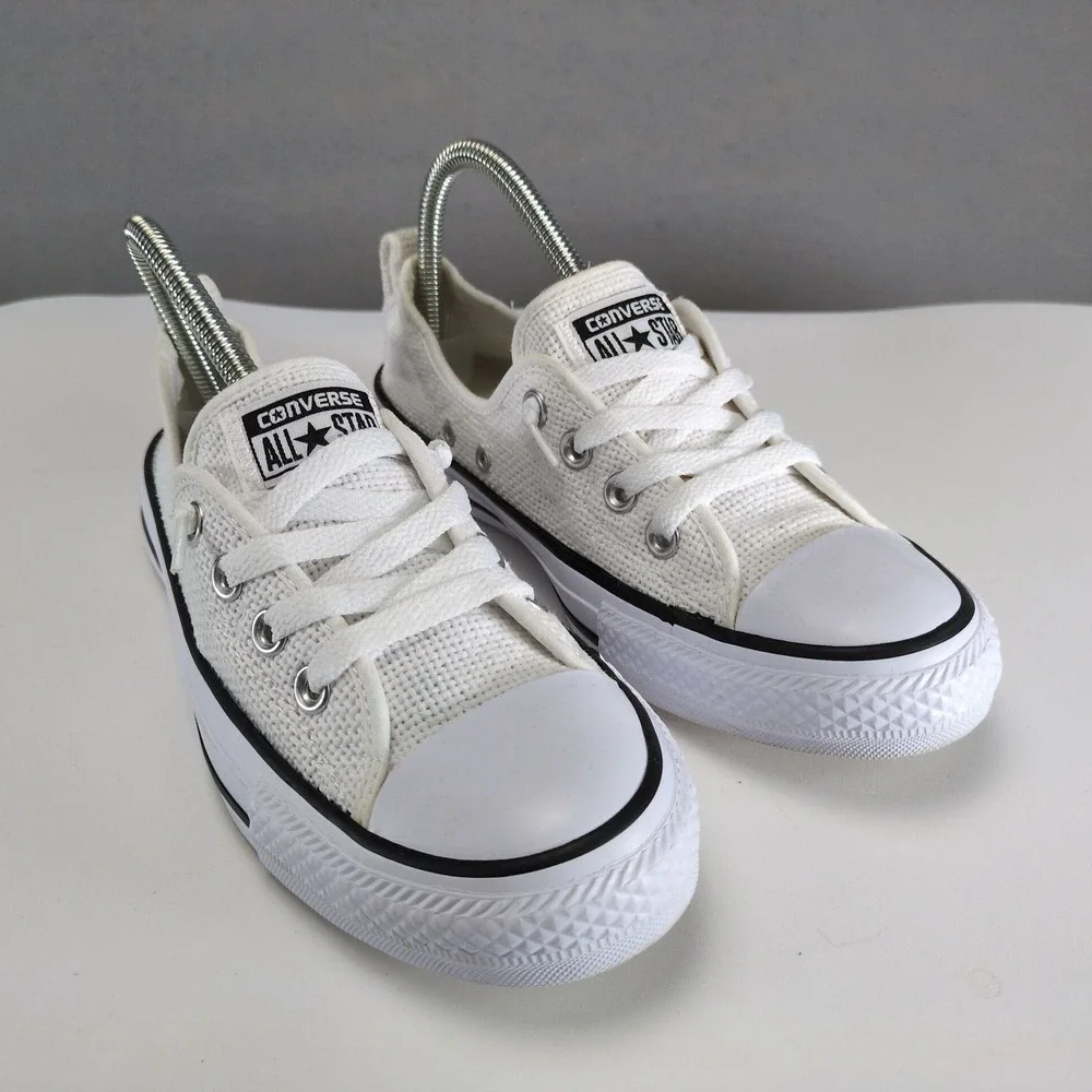 Converse All Star Shoreline Basketweave White Slip-On Sneakers Womens 8 Canvas